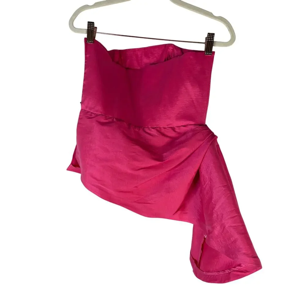 NBD Jancis Peplum Top Strapless Draped Taffeta Party Cocktail NYE Evening M